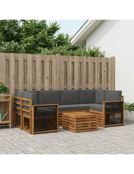 Set di divani da esterno con cuscino 7 pcs Naturale e Antracite