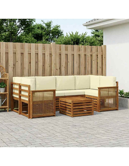 Set di divani da esterno 7 pcs Naturale e Crema