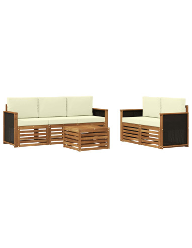 Set divani con cuscino 6 pcs Legno di Acacia Massello