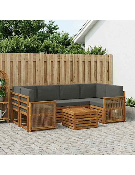 Set di divani da esterno con cuscino 7 pcs Naturale e Antracite