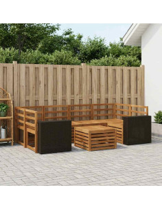Set di divani da esterno 7 pcs Naturale