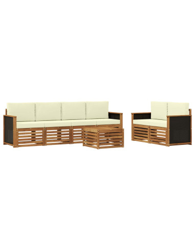 Set di divani da esterno con cuscino 7 pcs Naturale e Crema