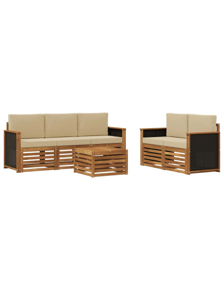 Set divani con cuscino 6 pcs Legno di Acacia Massello