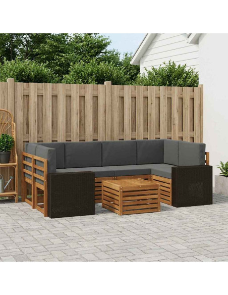 Set di divani da esterno con cuscino 7 pcs Naturale e Antracite