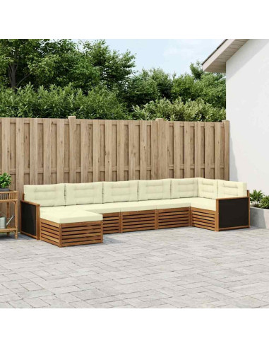 Set di divani da esterno con cuscino 7 pcs Naturale e Crema
