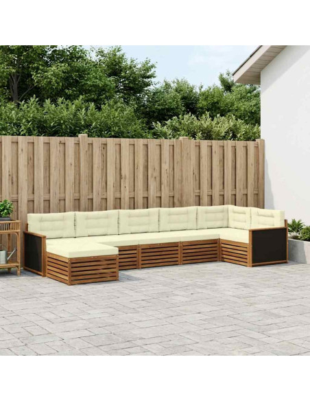 Set di divani da esterno con cuscino 7 pcs Naturale e Crema