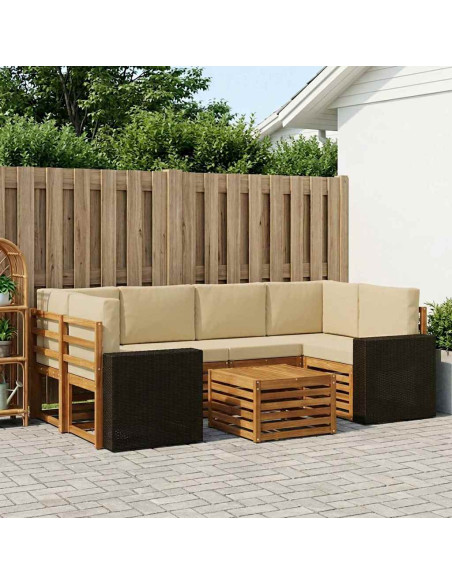 Set di divani da esterno con cuscino 7 pcs Naturale e Beige
