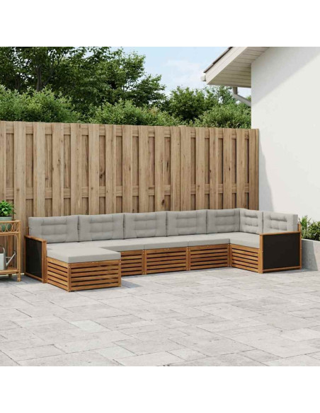 Set di divani da esterno 7 pcs Naturale e Grigio Chiaro
