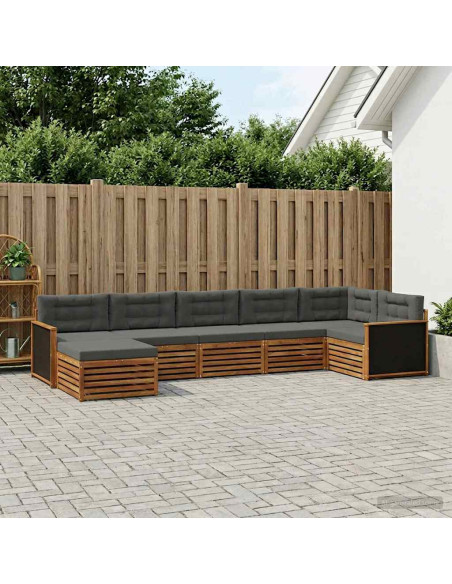Set di divani da esterno con cuscino 7 pcs Naturale e Antracite