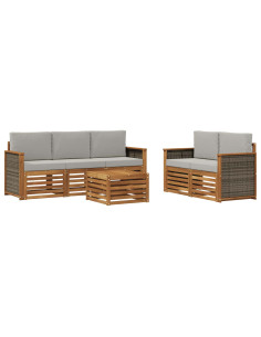 Set divani con cuscino 6 pcs Legno di Acacia Massello