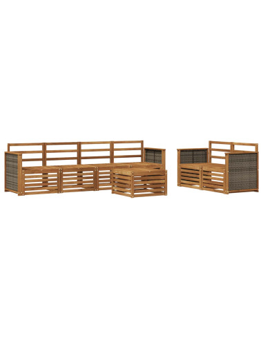 Set di divani da esterno 7 pcs Naturale