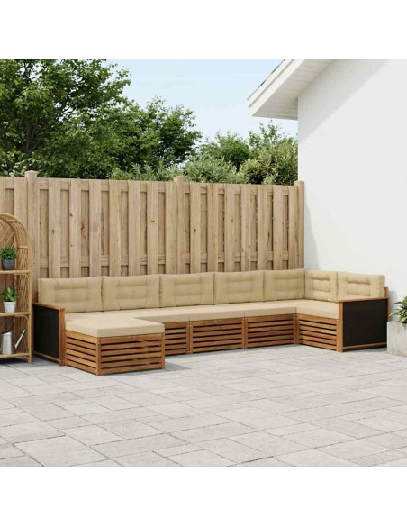 Set di divani da esterno con cuscino 7 pcs Naturale e Beige