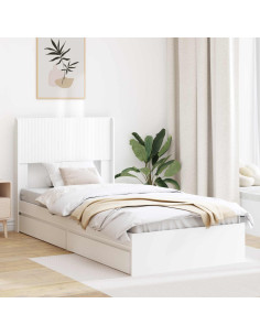 Struttura del letto con stoccaggio e testata Bianco 75 x 190 cm