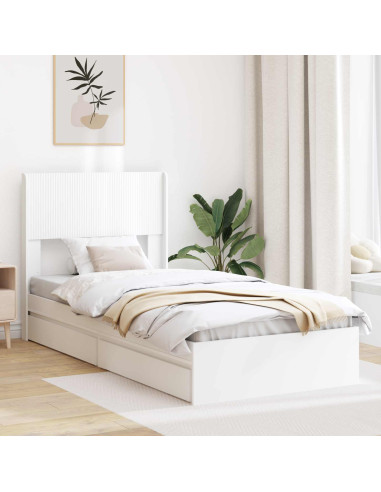 Struttura del letto con stoccaggio e testata Bianco 75 x 190 cm