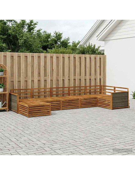 Set di divani da esterno 7 pcs Naturale
