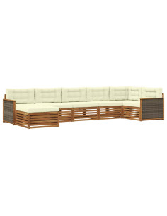 Set di divani da esterno con cuscino 7 pcs Naturale e Crema