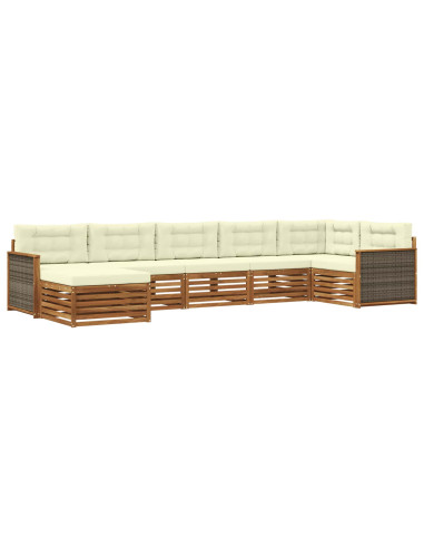 Set di divani da esterno con cuscino 7 pcs Naturale e Crema