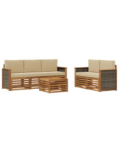 Set divani con cuscino 6 pcs Legno di Acacia Massello
