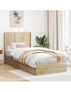 Struttura del letto con stoccaggio e testata Rovere Sonoma