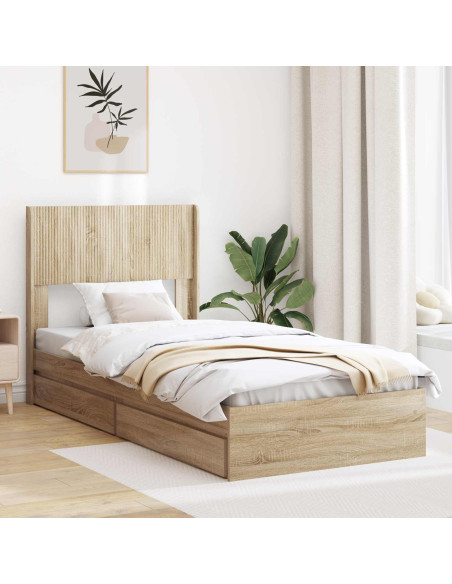 Struttura del letto con stoccaggio e testata Rovere Sonoma
