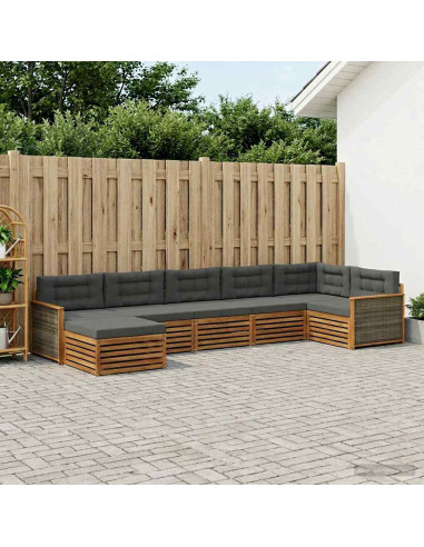 Set di divani da esterno con cuscino 7 pcs Naturale e Antracite