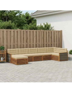 Set di divani da esterno con cuscino 7 pcs Naturale e Beige