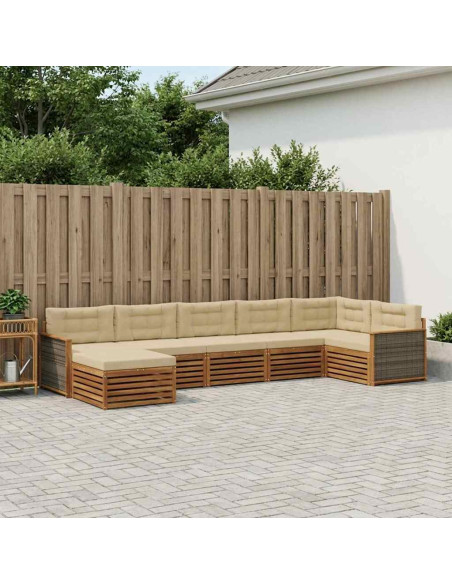 Set di divani da esterno con cuscino 7 pcs Naturale e Beige