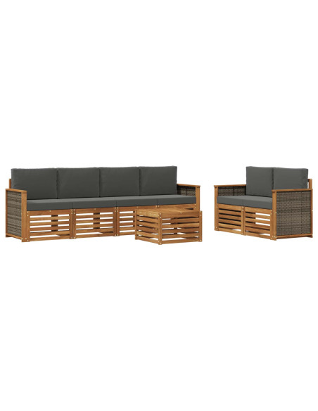 Set di divani da esterno con cuscino 7 pcs Naturale e Antracite