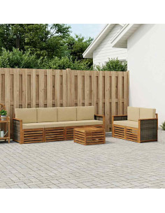 Set di divani da esterno con cuscino 7 pcs Naturale e Beige