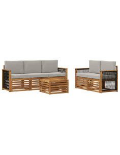 Set divani con cuscino 6 pcs Legno di Acacia Massello