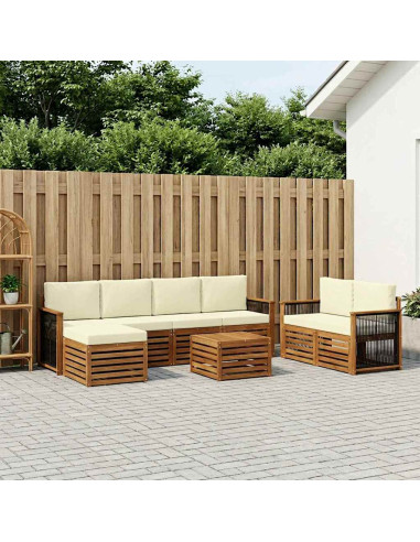 Set di divani da esterno con cuscino 7 pcs Naturale e Crema