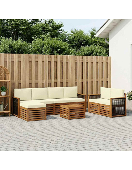 Set di divani da esterno con cuscino 7 pcs Naturale e Crema