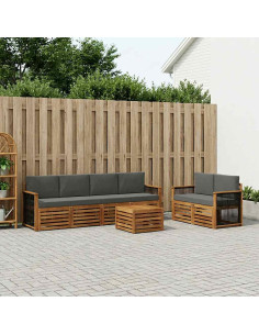 Set di divani da esterno con cuscino 7 pcs Naturale e Antracite