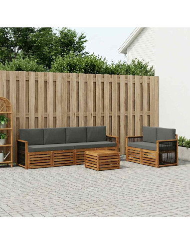Set di divani da esterno con cuscino 7 pcs Naturale e Antracite