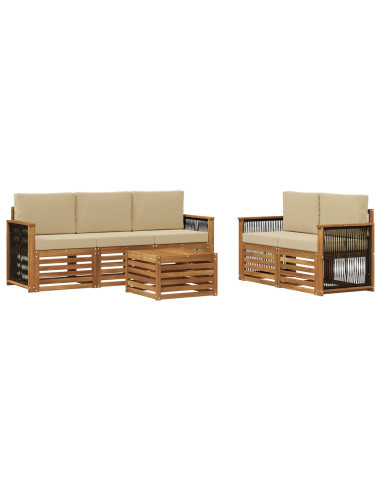 Set divani con cuscino 6 pcs Legno di Acacia Massello