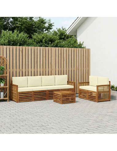 Set di divani da esterno con cuscino 7 pcs Naturale e Crema