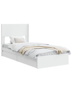 Struttura del letto con stoccaggio e testata Bianco 75 x 190 cm 2