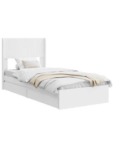 Struttura del letto con stoccaggio e testata Bianco 75 x 190 cm