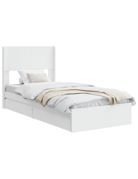 Struttura del letto con stoccaggio e testata Bianco 75 x 190 cm