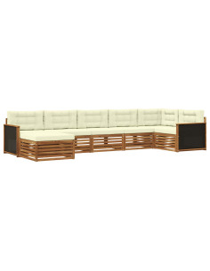 Set di divani da esterno con cuscino 7 pcs Naturale e Crema 2