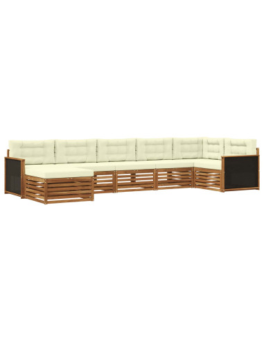 Set di divani da esterno con cuscino 7 pcs Naturale e Crema