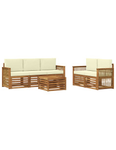 Set divani con cuscino 6 pcs Legno di Acacia Massello