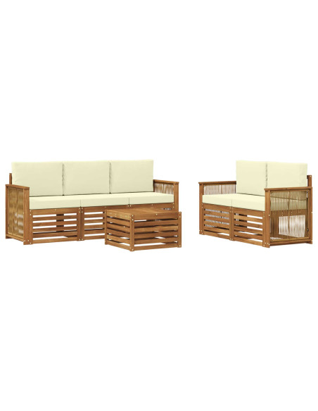 Set divani con cuscino 6 pcs Legno di Acacia Massello