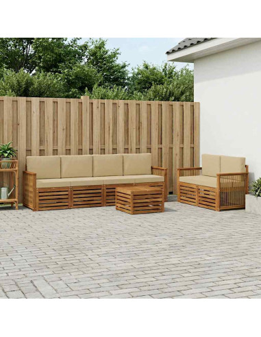 Set di divani da esterno con cuscino 7 pcs Naturale e Beige
