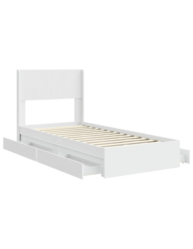 Struttura del letto con stoccaggio e testata Bianco 75 x 190 cm