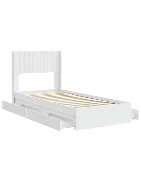 Struttura del letto con stoccaggio e testata Bianco 75 x 190 cm