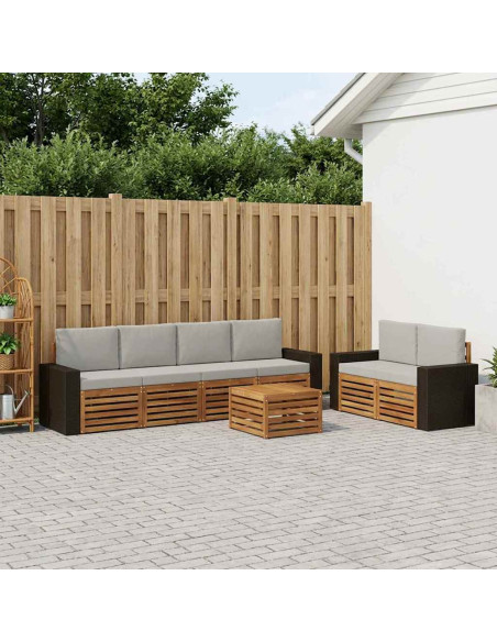Set di divani da esterno 7 pcs Naturale e Grigio Chiaro