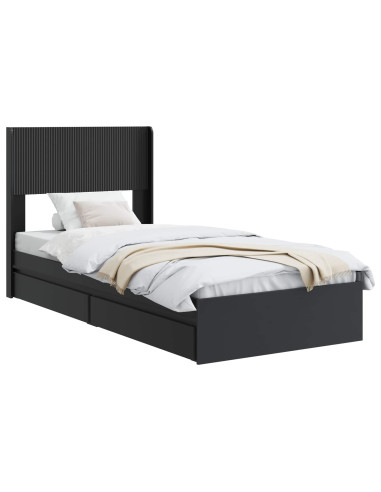 Struttura del letto con stoccaggio e testata Nero 75 x 190 cm