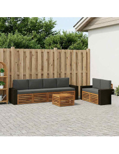 Set di divani da esterno con cuscino 7 pcs Naturale e Antracite