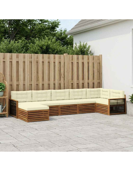 Set di divani da esterno con cuscino 7 pcs Naturale e Crema